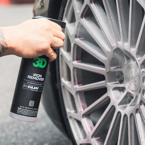 spraying glw iron remover on forged wheel