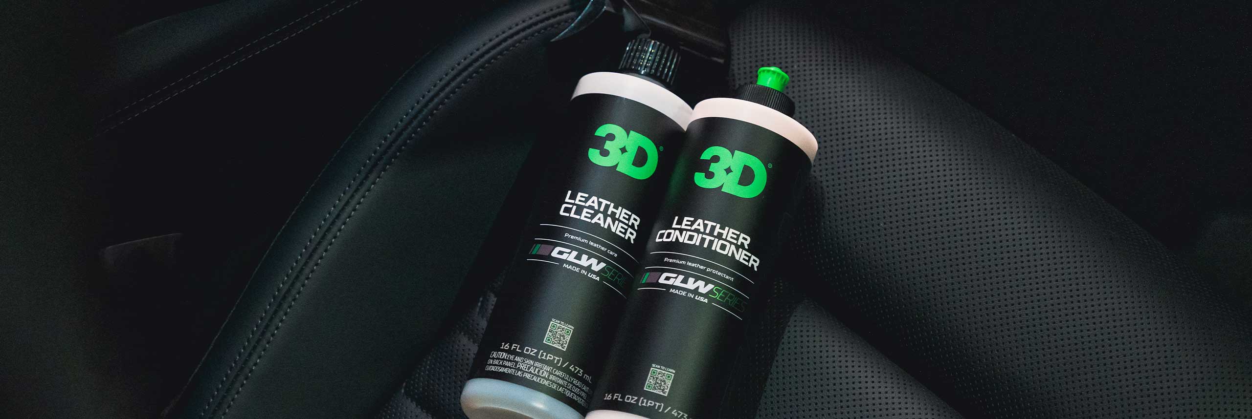 car leather cleaner and leather conditioner on leather car seat